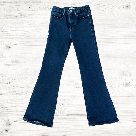 Womens FRAME High Rise Le One Cropped Mini Boot Flare Jeans - Picture 1 of 3